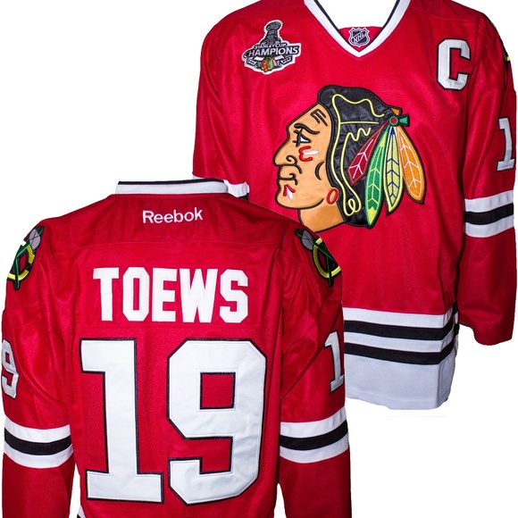 Blackhawks Toews Center Ice 2015 CHAMPIONS JERSEY - Picture 1 of 3